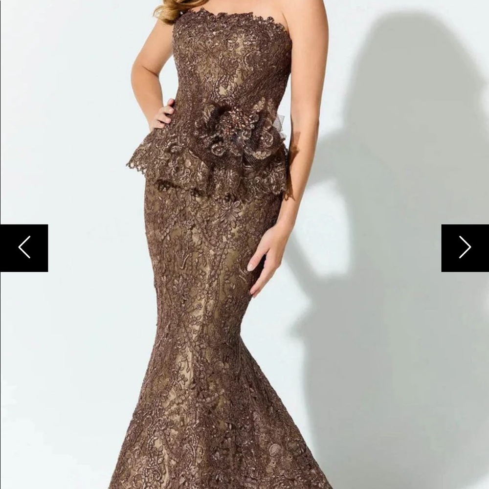 Ivonne D Strapless Embroidered Gown